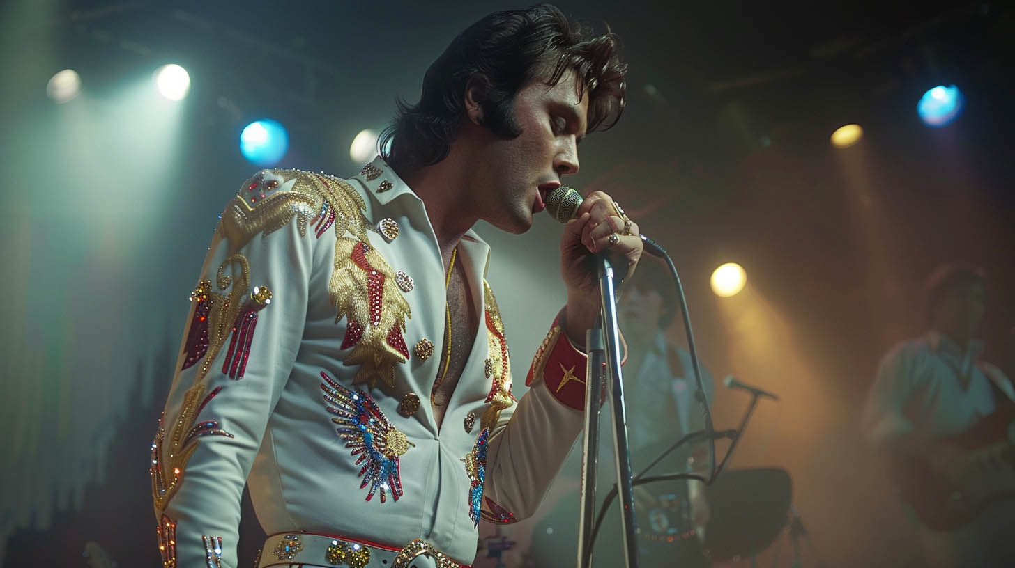 Steve performing at scale, framed by lights and spectacle